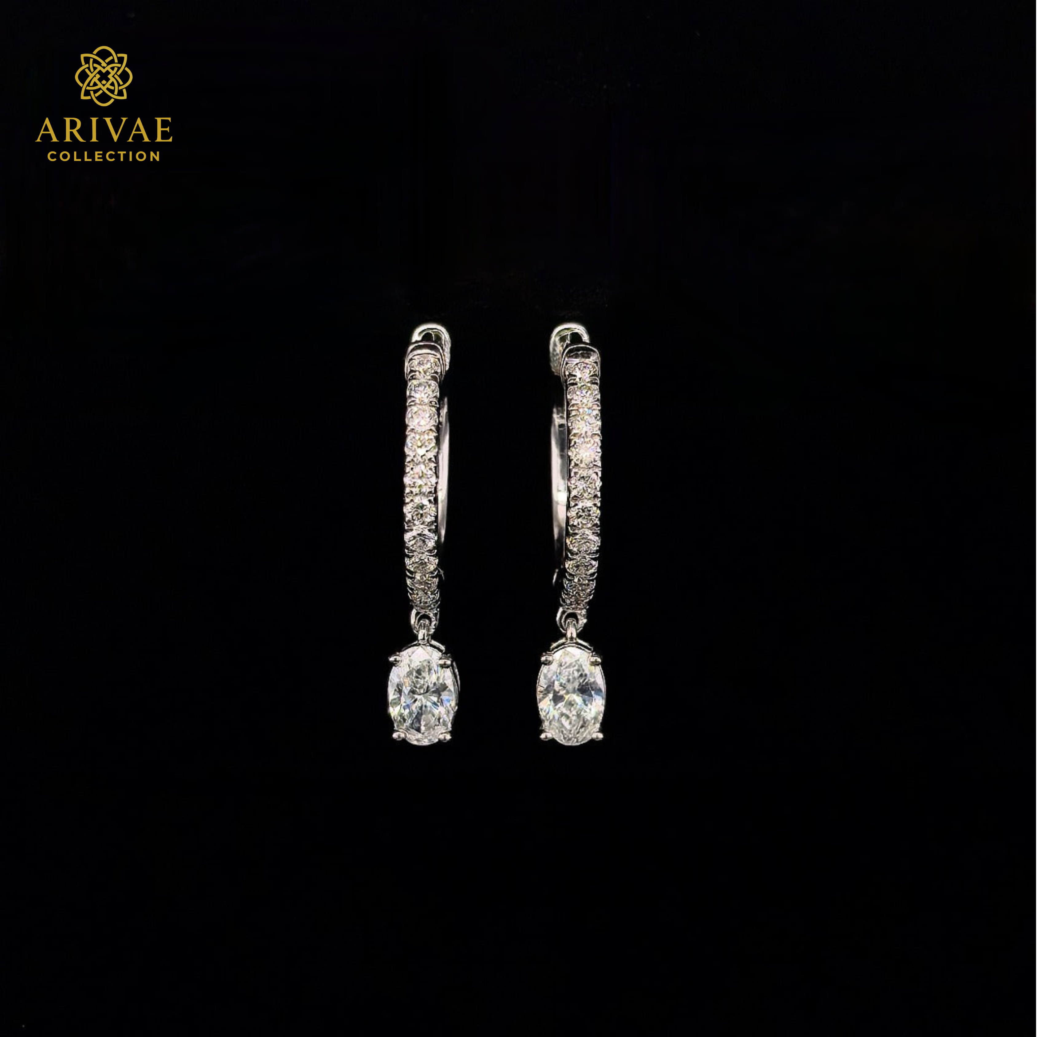 Arivae Oval & Round Brilliant Cut Diamond Hoop Earrings