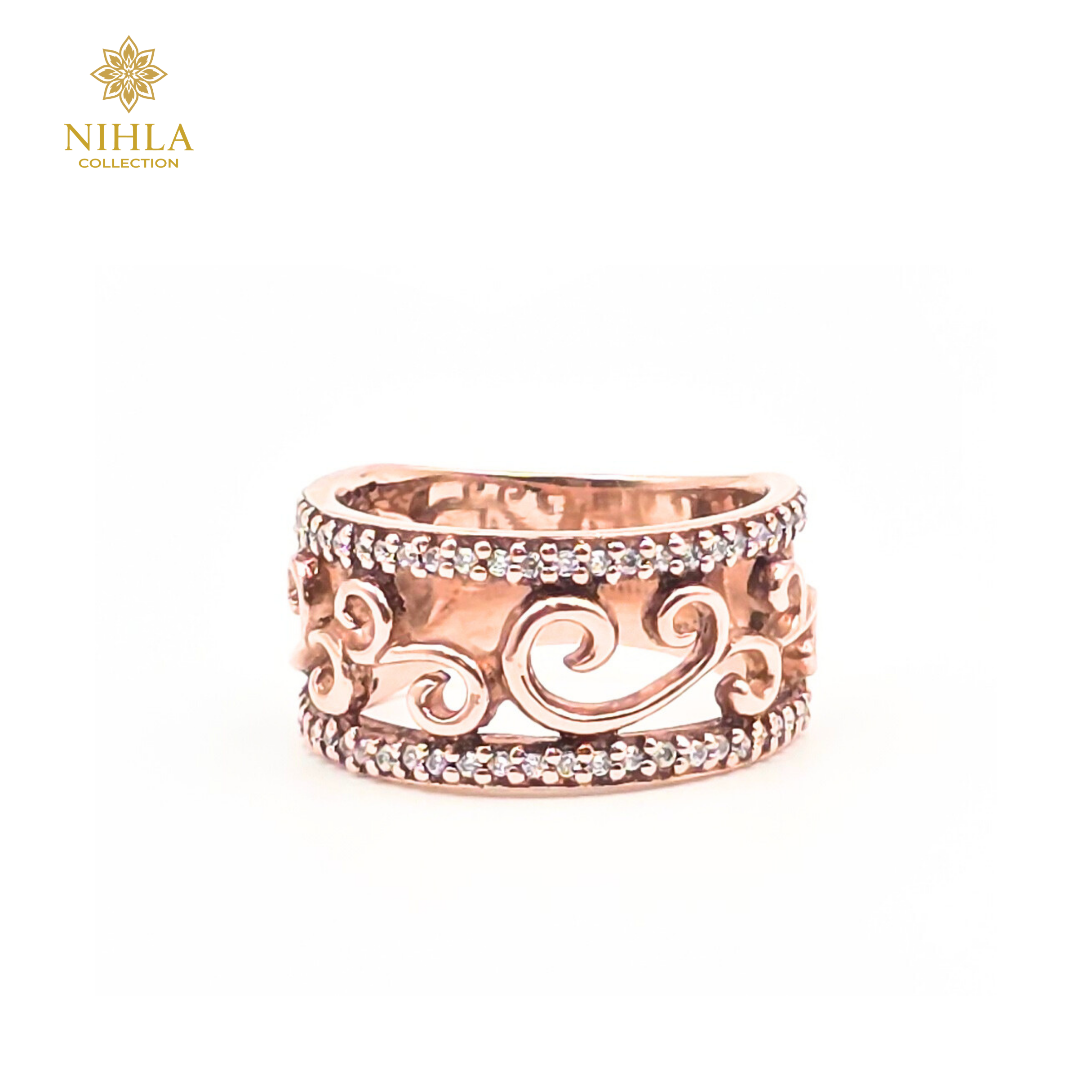 Nihla Rose Gold Plated Silver Filigree Ring