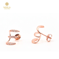 Nihla Silver Rose Gold Plated Cubic Zirconia Fancy Bar Earrings