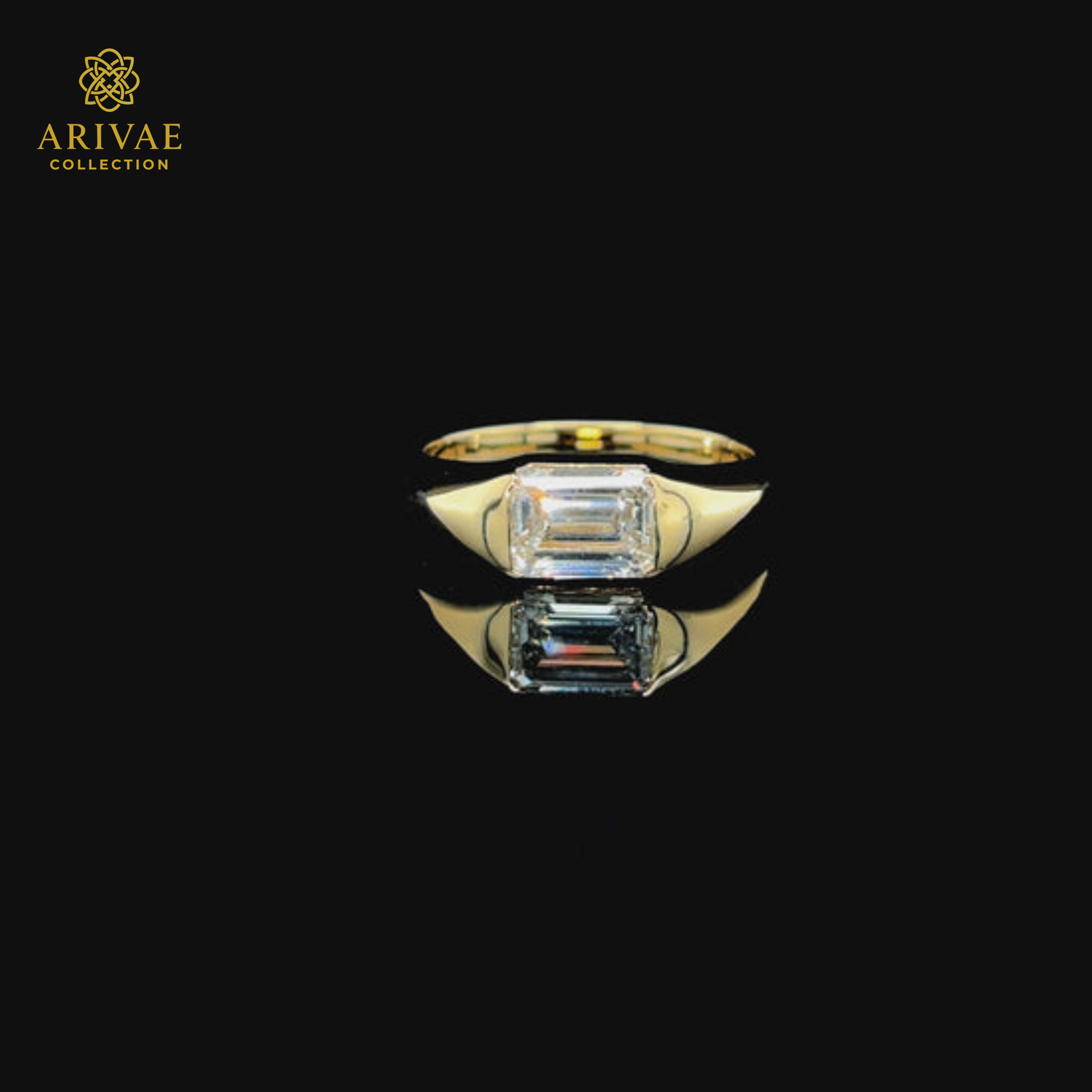 Arivae Emerald Cut Solitaire Signet Ring