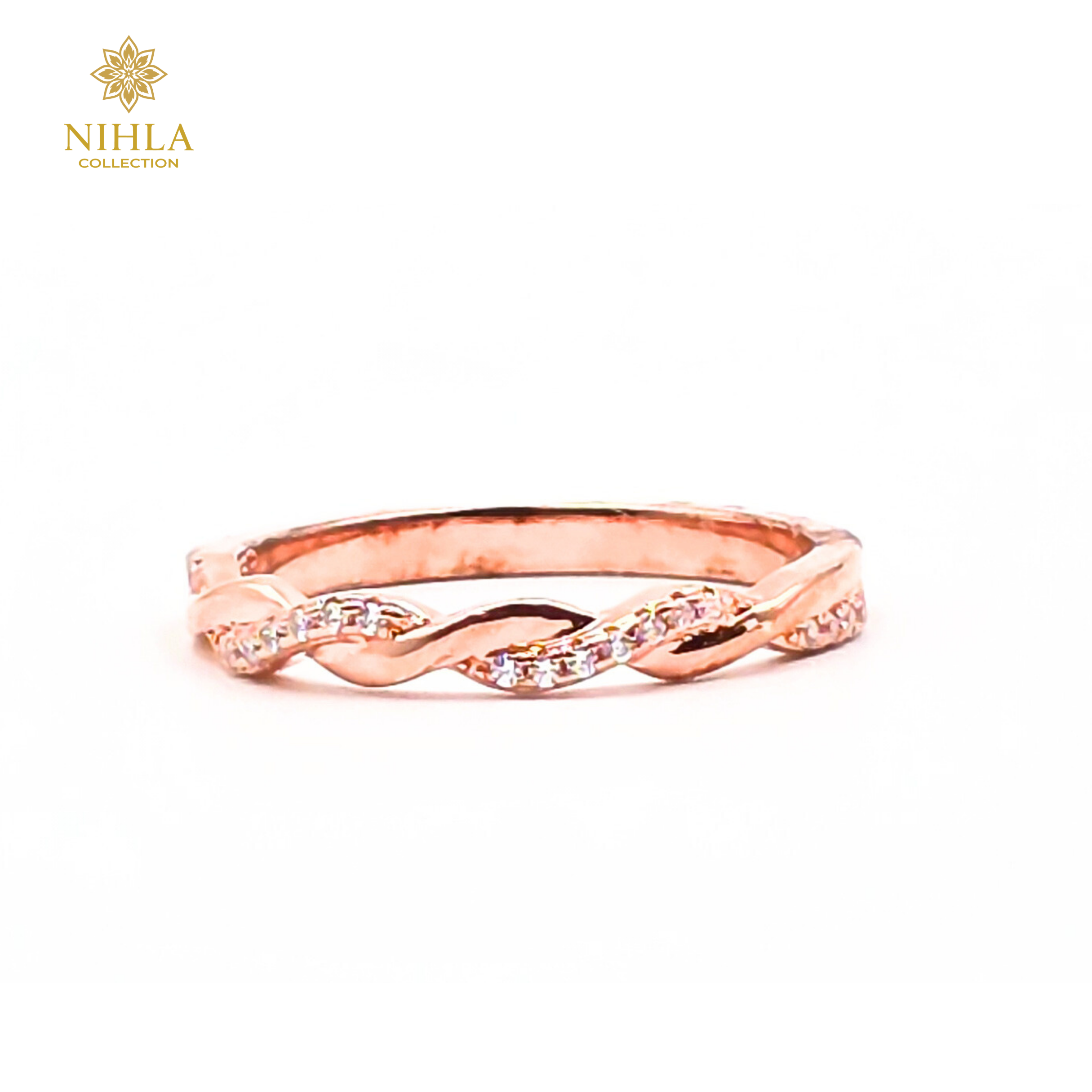 Nihla Silver Rose Gold Plated Twist Ring