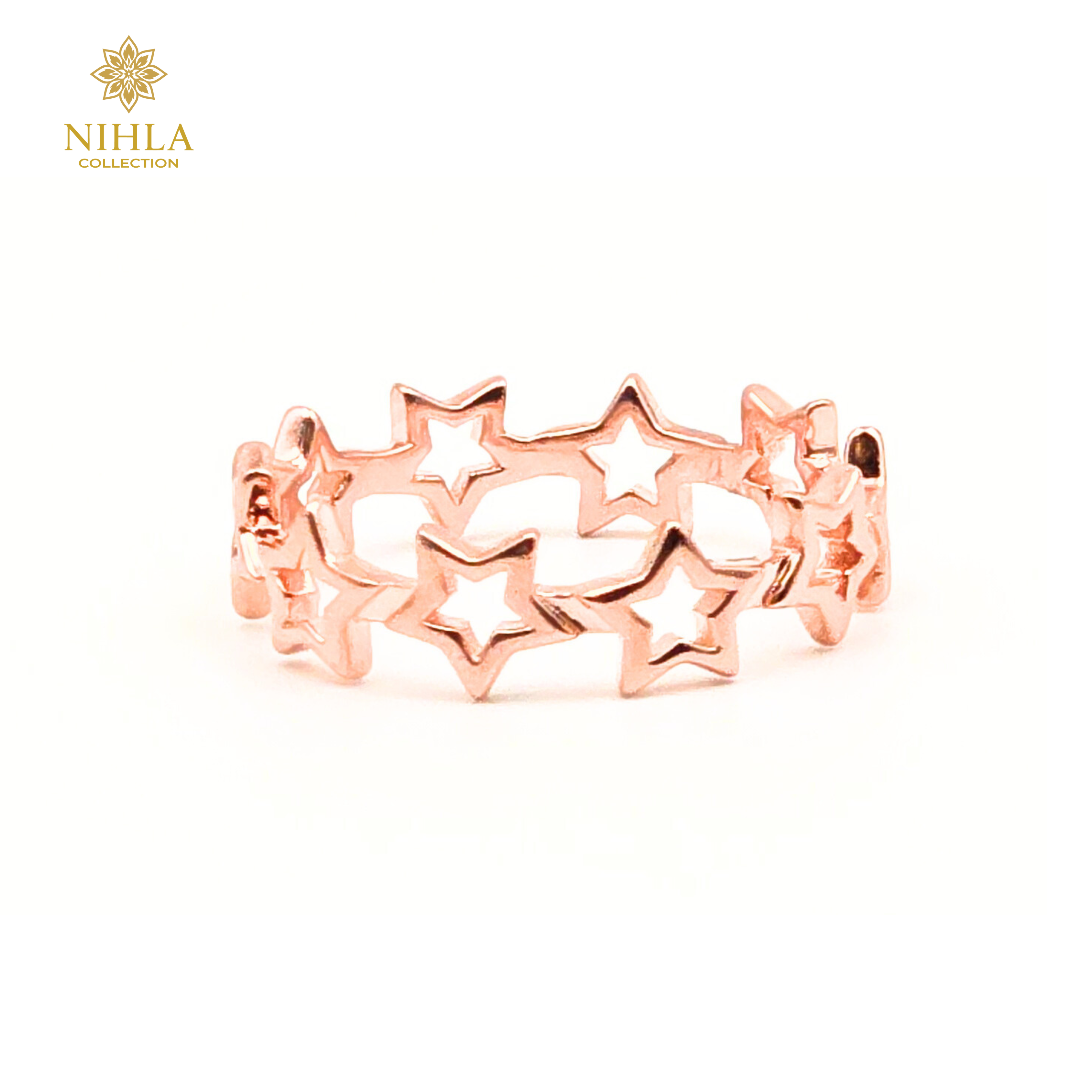 Nihla Rose Gold Plated Silver Star Cut-Out Ring