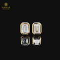 Arivae Emerald & Round Brilliant Cut Diamond Stud Earrings