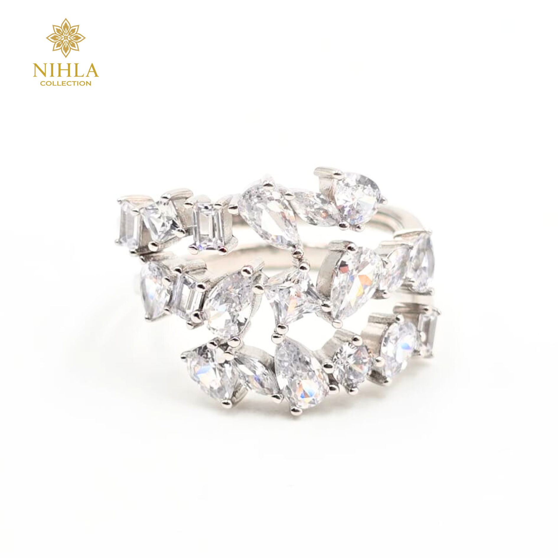 Nihla Sterling Silver Cubic Zirconia Wrap Ring