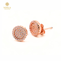 Nihla silver rose gold plated cubic zirconia pavé round earrings