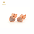Nihla Silver Rose Gold Plated Cubic Zirconia Pavé Heart Earrings
