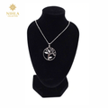 Nihla Silver Cubic Zirconia Circle Tree of Life Pendant Necklace