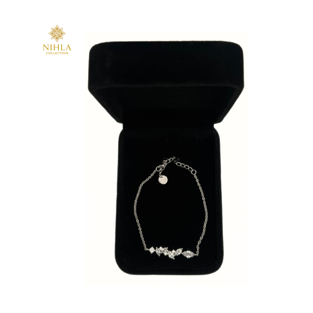 Nihla Silver Cubic Zirconia Cluster Bracelet